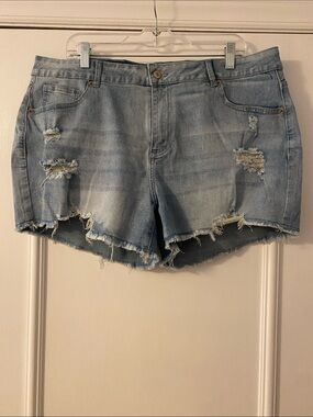 Distressed Light Blue Denim Women's Shorts